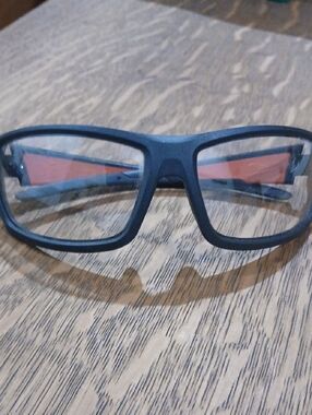 Blue Frame Electronic Wearable Glasses with Amber-Tinted Lenses